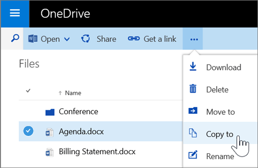 Copy files in OneDrive