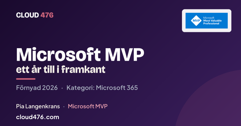 Microsoft MVP - ett ar till i framkant. Cloud 476.